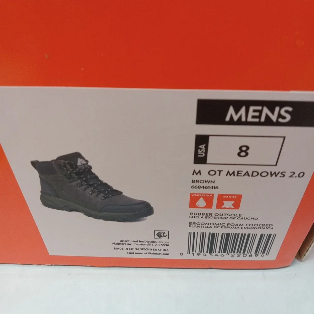 Ozark Trail OT Meadows 2.0 Men's Hiking Boots Size 8 Brown Waterproof Leather